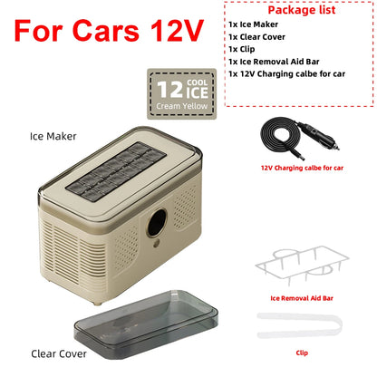 Máquina de Hielo Mini Portátil 12V/220V – Para Auto, Hogar, Oficina y Camping