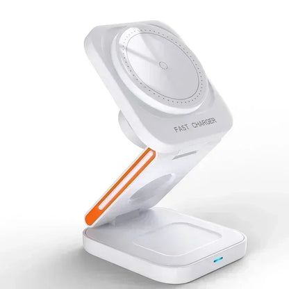 Estación de Carga Inalámbrica 3 en 1 – iPhone 12-17 Pro, Apple Watch y AirPods con Adaptador