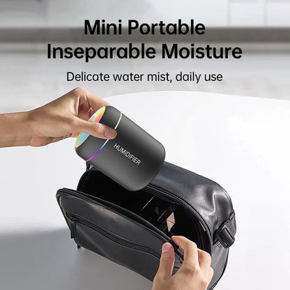 Humidificador de Aire Mini de 180 ml USB Eléctrico – Difusor de Aromas y Aceites Esenciales, Purificador de Aire con Niebla Aromática y Luz LED para Auto, Hogar y Dormitorio.