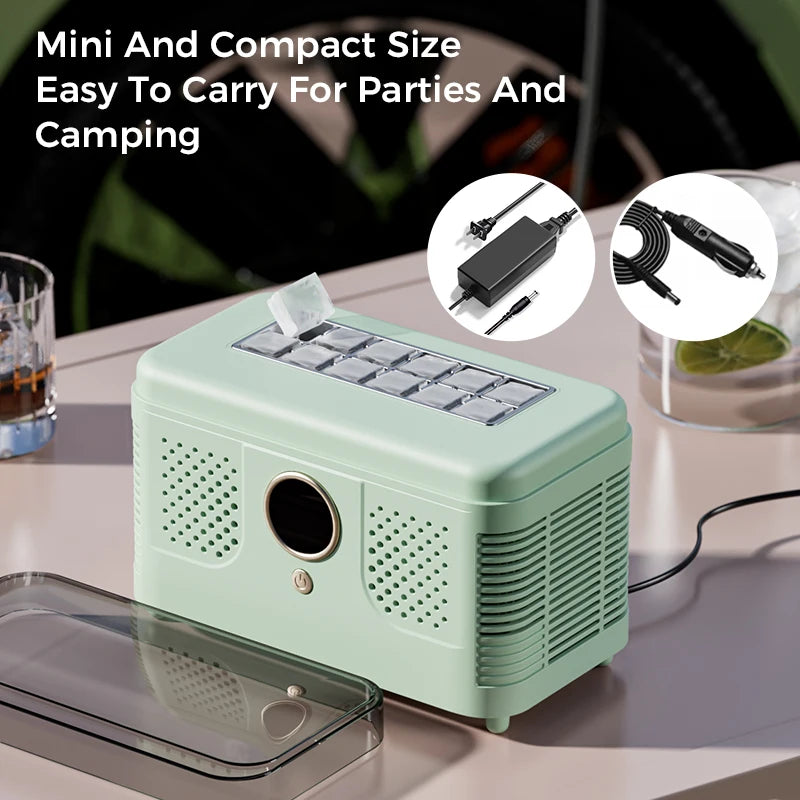 Máquina de Hielo Mini Portátil 12V/220V – Para Auto, Hogar, Oficina y Camping
