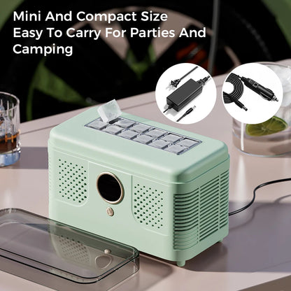 Máquina de Hielo Mini Portátil 12V/220V – Para Auto, Hogar, Oficina y Camping