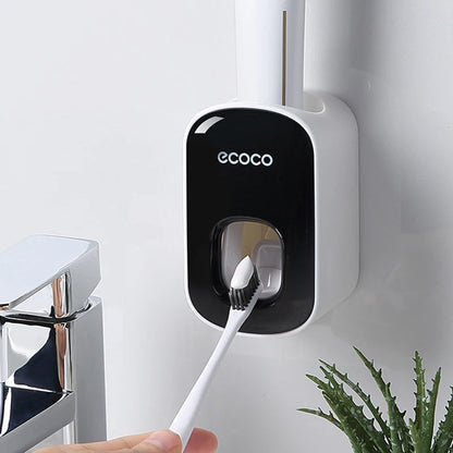 Dispensador Automático de Pasta Dental con Portacepillos – Soporte de Pared para Baño