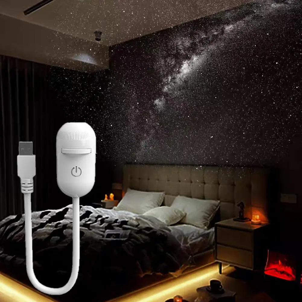 Proyector LED Galaxy 2 en 1 – Rotación 360° USB Luz Ambiente para Dormitorio y Fiestas