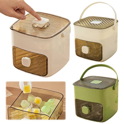Máquina de Hielo Portátil con Cajón de Almacenamiento y Asa – Compacta para Hogar, Oficina y Exterior