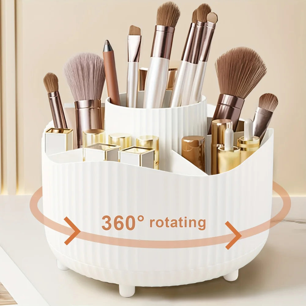 Organizador de Cosméticos Giratorio de Escritorio – Porta Pinceles Multifuncional para Baño y Tocador