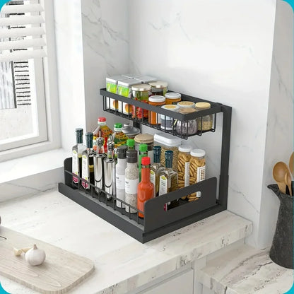 Estante Bajo la Pileta Deslizante 2 Capas – Organizador Práctico para Cocina y Baño