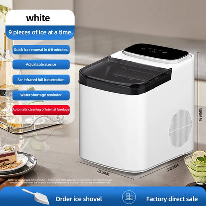Máquina de Hielo Totalmente Automática con Pantalla Táctil – 500g de Almacenamiento, Portátil para Hogar y Camping