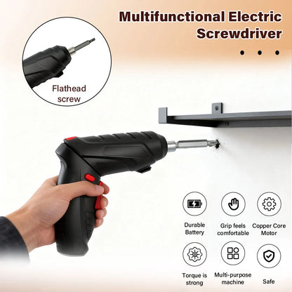 Destornillador Eléctrico Inalámbrico 3.6V con Kit de 47 Accesorios — Recargable y Multifunción