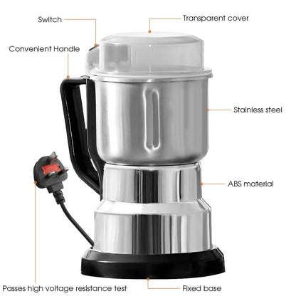 Procesador de Alimentos Eléctrico Multifunción 500ml 200W – Molinillo para Café, Granos y Especias con 4 Cuchillas