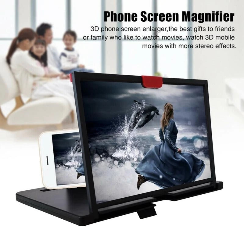 Amplificador de Pantalla 3D para Móvil 10/12 Pulgadas – Soporte Universal con Lupa HD
