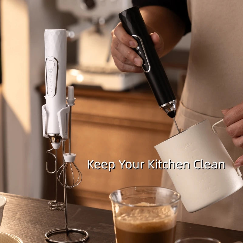 Espumador de Leche Inalámbrico Type-C de Acero Inoxidable – Mini Batidor para Café y Cappuccino