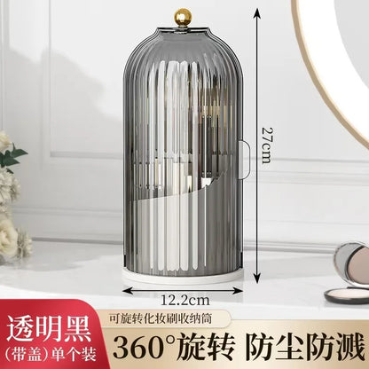 Porta Pinceles de Maquillaje Giratorio 360° con Tapa – Organizador de Lujo para Lápices y Sombras