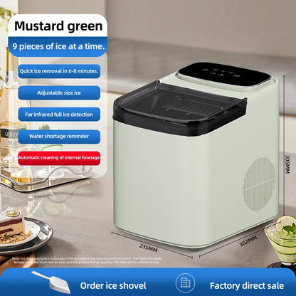 Máquina de Hielo Totalmente Automática con Pantalla Táctil – 500g de Almacenamiento, Portátil para Hogar y Camping