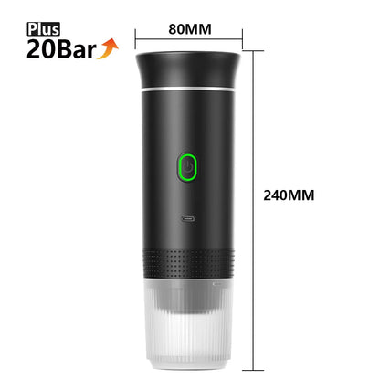 Cafetera Espresso Portátil Inalámbrica 3 en 1 para Cápsulas y Café Molido | Ideal para Auto, Hogar y Camping