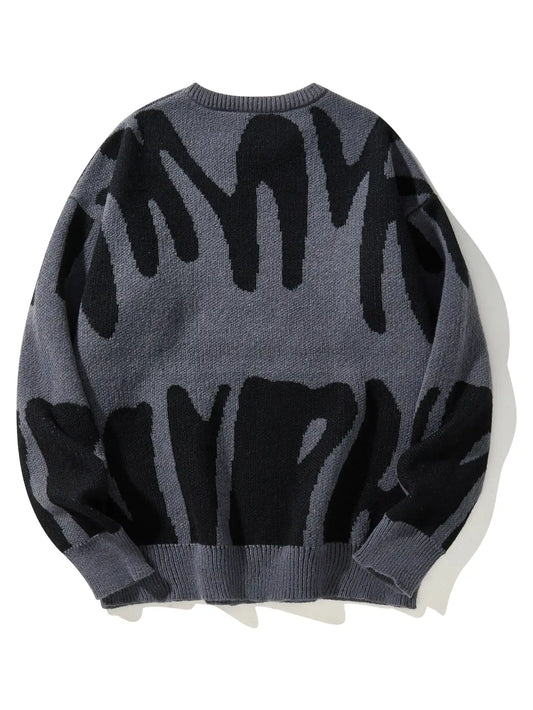 Suéter de Hombre Tejido Jacquard – Cuello Redondo, Diseño Moderno y Abrigo para Otoño e Invierno