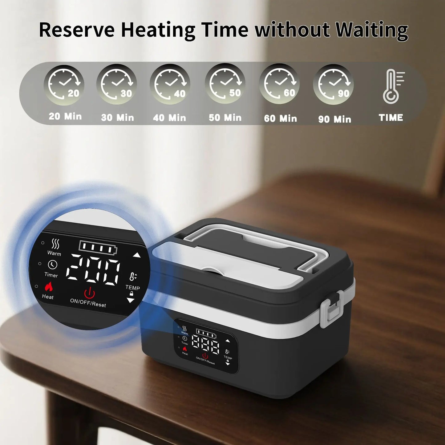 Vianda Eléctrica Portátil 8000mAh con Conservación de Calor Inteligente – Para Viajes y Oficina