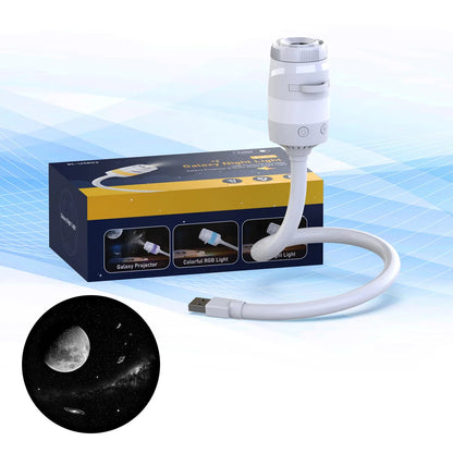 Mini Proyector Galaxy 2 en 1 USB – Brillo Ajustable 360° para Auto y Dormitorio