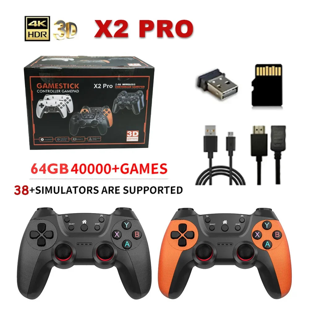 Consola Game Stick X2Pro 4K HD – 40K/50K Juegos Retro, 64G/128G, Compatible con PSP