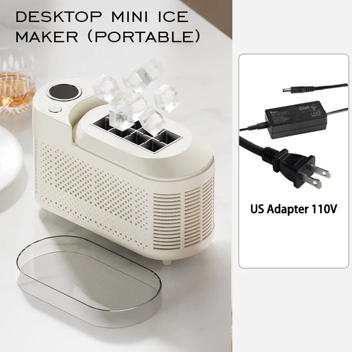 Máquina de Hielo Portátil 220V/110V y 12V – Mini Automática para Hogar, Dormitorio, Oficina y Auto