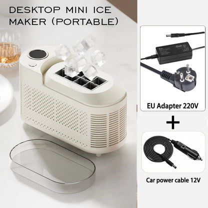 Máquina de Hielo Portátil 220V/110V y 12V – Mini Automática para Hogar, Dormitorio, Oficina y Auto