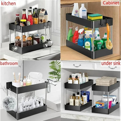 Organizador Bajo la Pileta 2 Niveles con Cajón Múltiple – Cocina y Baño (1 o 2 unidades)
