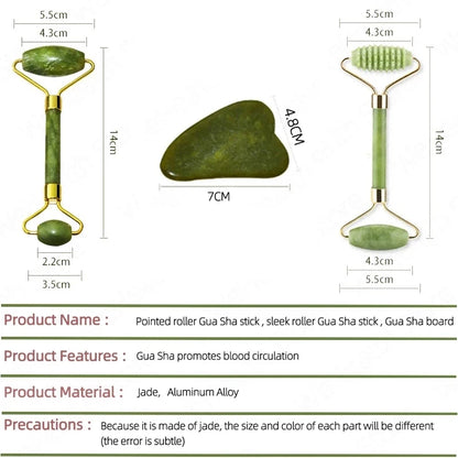 Gua Sha Facial de Jade – Masajeador Lifting, Drenaje Linfático y Cuidado de la Piel