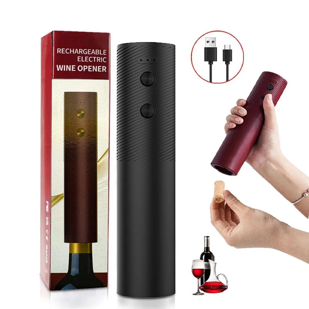 Descorchador Eléctrico de Vino – Recargable USB, Un Solo Toque
