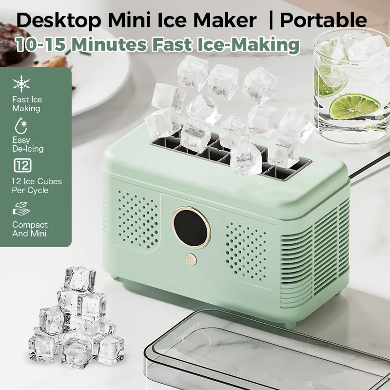 Máquina de Hielo Mini Portátil 12V/220V – Para Auto, Hogar, Oficina y Camping