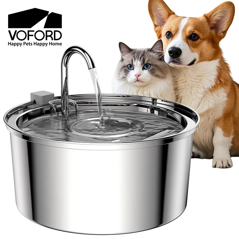 Fuente de Agua para Mascotas de Acero Inoxidable con Bomba USB Ultrasilenciosa – Gatos y Perros
