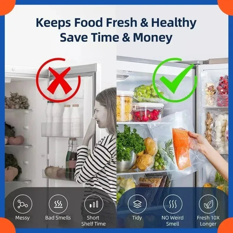 Selladora al Vacío Eléctrica Doméstica con Cortador Integrado – Conservación de Alimentos con Un Toque