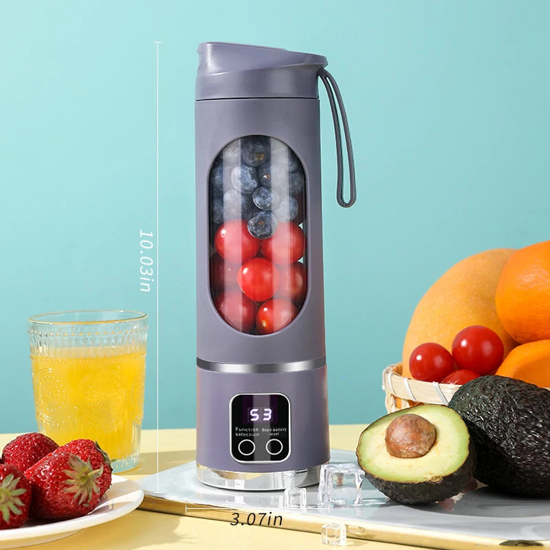 Licuadora Portátil con 10 Cuchillas 450ml – USB Recargable, 3 Velocidades para Smoothies y Hielo