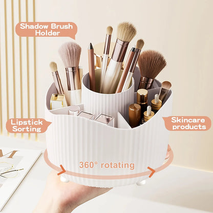 Organizador de Cosméticos Giratorio de Escritorio – Porta Pinceles Multifuncional para Baño y Tocador