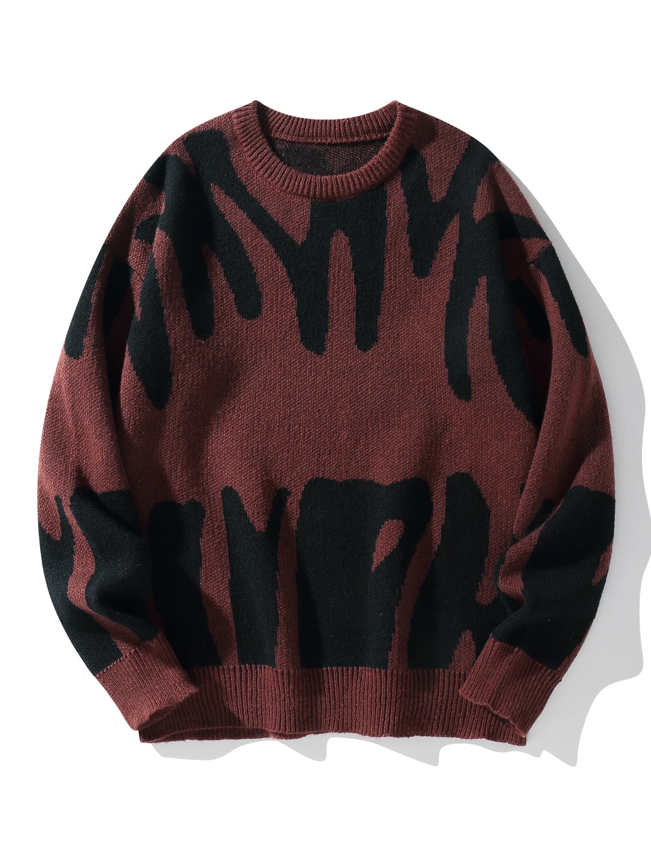 Suéter de Hombre Tejido Jacquard – Cuello Redondo, Diseño Moderno y Abrigo para Otoño e Invierno