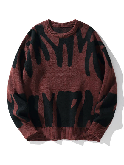 Suéter de Hombre Tejido Jacquard – Cuello Redondo, Diseño Moderno y Abrigo para Otoño e Invierno