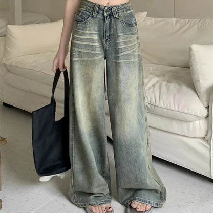 Jeans Anchos Y2K para Mujer – Cintura Alta, Corte Recto Retro Vintage