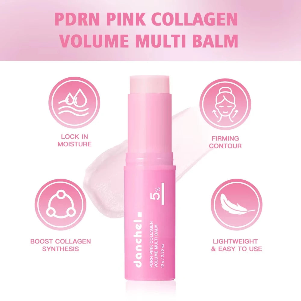 Pink Collagen Multi Volume Balm Stick - Anti-Aging Firming Wrinkle-Reducing Eye Neck Forehead Smile Line Treatment