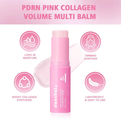 Pink Collagen Multi Volume Balm Stick - Anti-Aging Firming Wrinkle-Reducing Eye Neck Forehead Smile Line Treatment