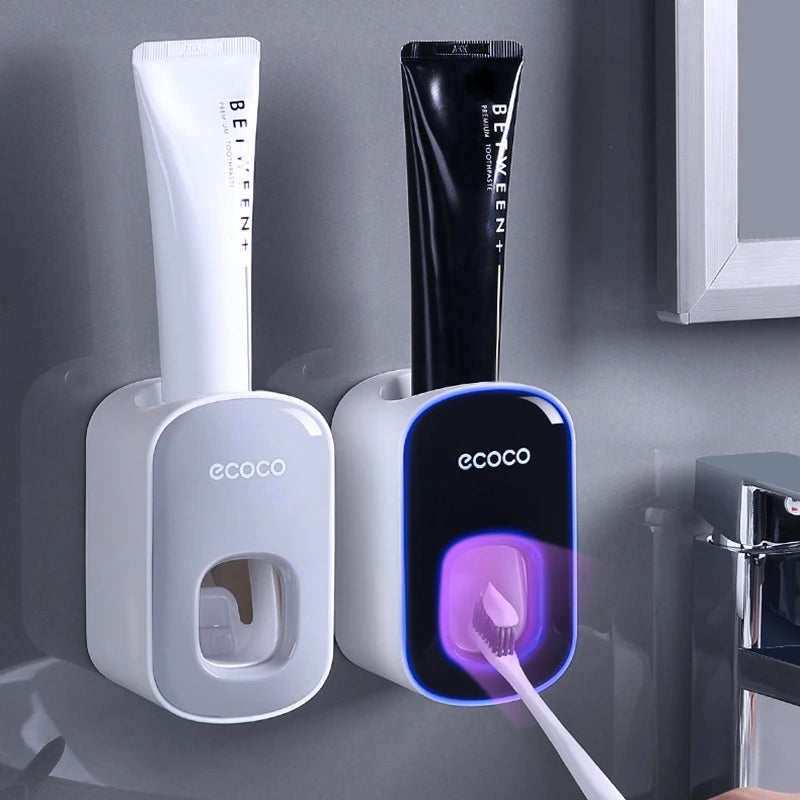 Dispensador Automático de Pasta Dental con Portacepillos – Soporte de Pared para Baño