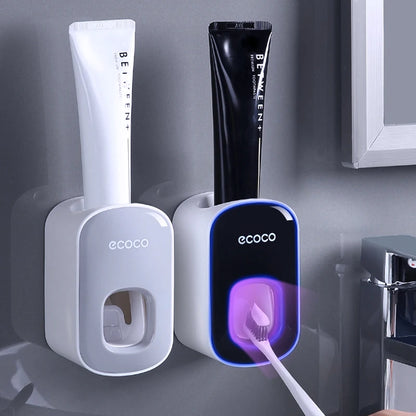 Dispensador Automático de Pasta Dental con Portacepillos – Soporte de Pared para Baño