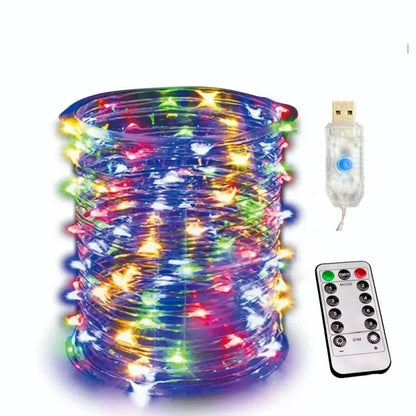 Luces LED de Cobre 100/200 LEDs con Control Remoto – 8 Modos, USB, Decoración Navideña