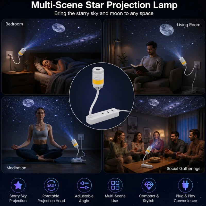 Proyector Galaxy 2 en 1 – Luz Ambiente para Auto USB con Brillo Ajustable