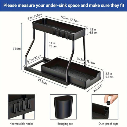 Organizador Bajo la Pileta 2 Niveles con Cajón Deslizante – Gran Capacidad para Cocina y Baño