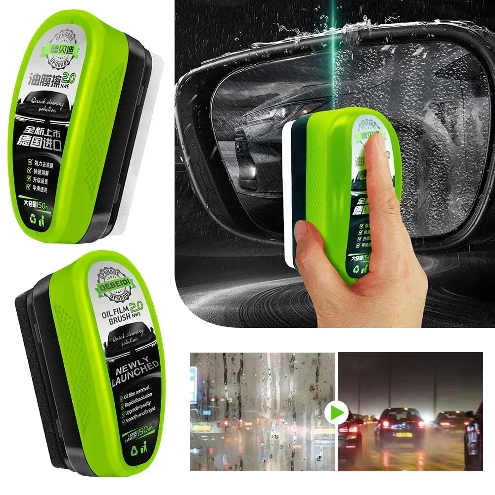 Cepillo Limpiador de Película de Aceite para Autos, Removedor de Película de Aceite 150ml para Vidrios, Cepillo para Parabrisas y Cuidado del Auto