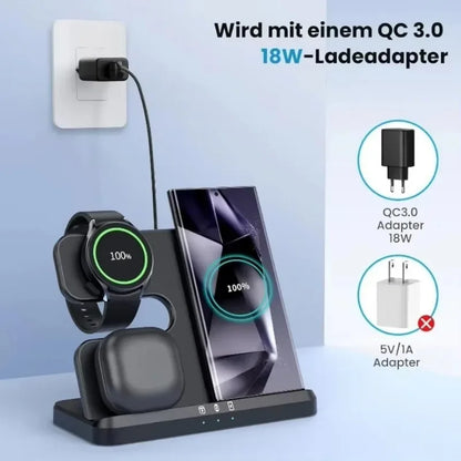 Estación de Carga Inalámbrica 3 en 1 – Carga Rápida para Samsung Galaxy, Watch y Buds