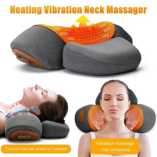 Almohada Masajeadora Cervical Eléctrica con Calor y Vibración – Alivio para Cuello, Espalda y Relajación Muscular