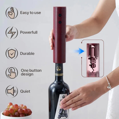 Descorchador Eléctrico de Vino – Recargable USB, Un Solo Toque