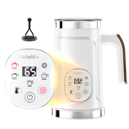 Espumador de Leche 5 en 1 BioloMix con Pantalla LED Táctil – Frío y Caliente