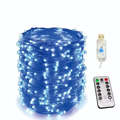 Luces LED de Cobre 100/200 LEDs con Control Remoto – 8 Modos, USB, Decoración Navideña