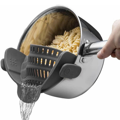 Colador de Silicona con Clip para Ollas y Sartenes – Escurridor Práctico para Pasta y Verduras