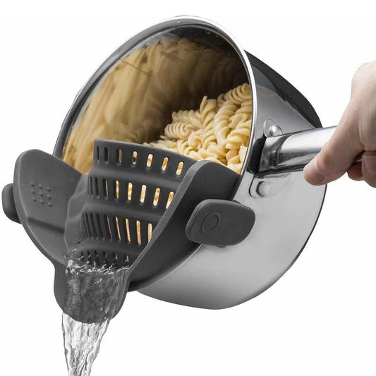 Colador de Silicona con Clip para Ollas y Sartenes – Escurridor Práctico para Pasta y Verduras